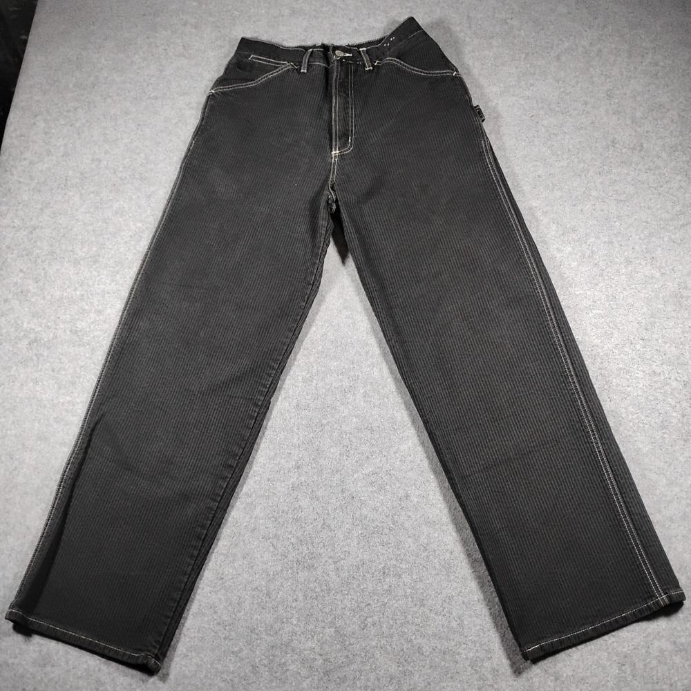 Vintage Maneuvers Stripe Carpenter Jeans Mens 30x30 Black High Rise Skater 90s